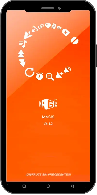 Pantalla de bienvenida de Magis TV tras instalar el APK